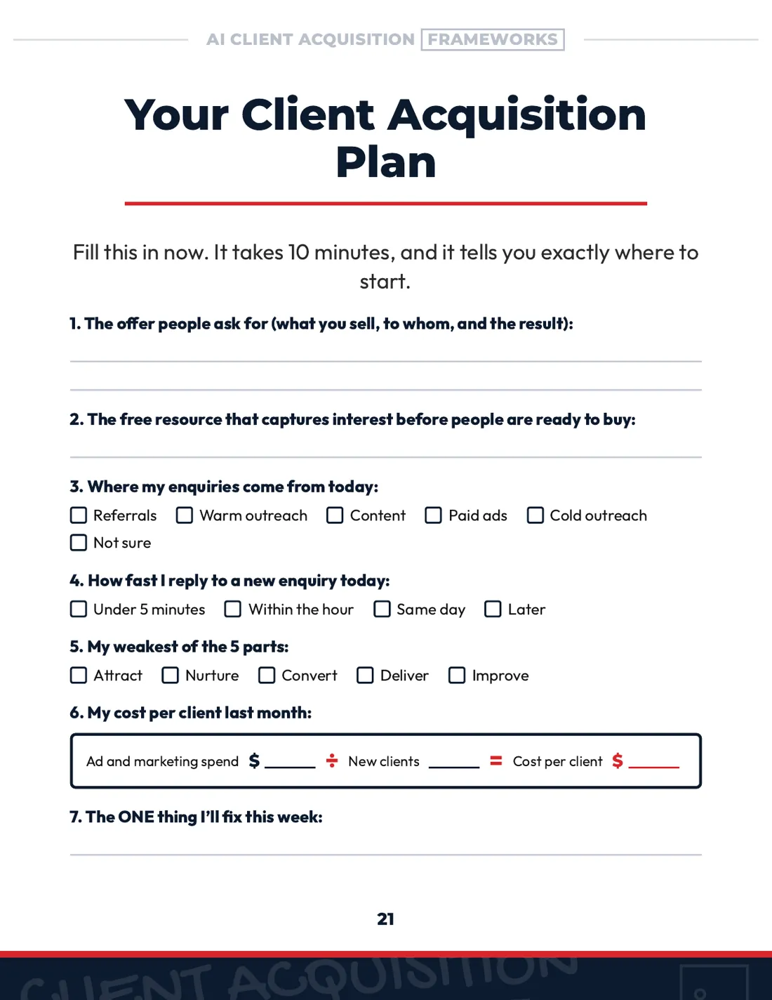 Page 21: Your Client Acquisition Plan