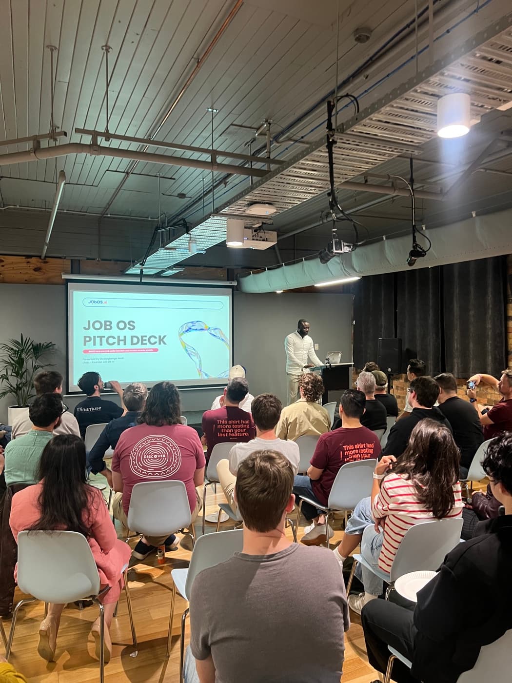 Speaking to a packed room