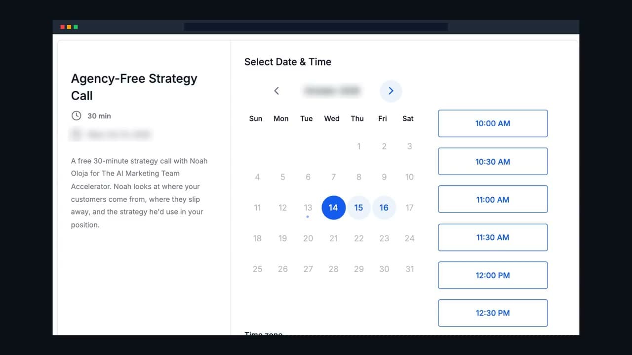 The Agency-Free Strategy Call booking calendar