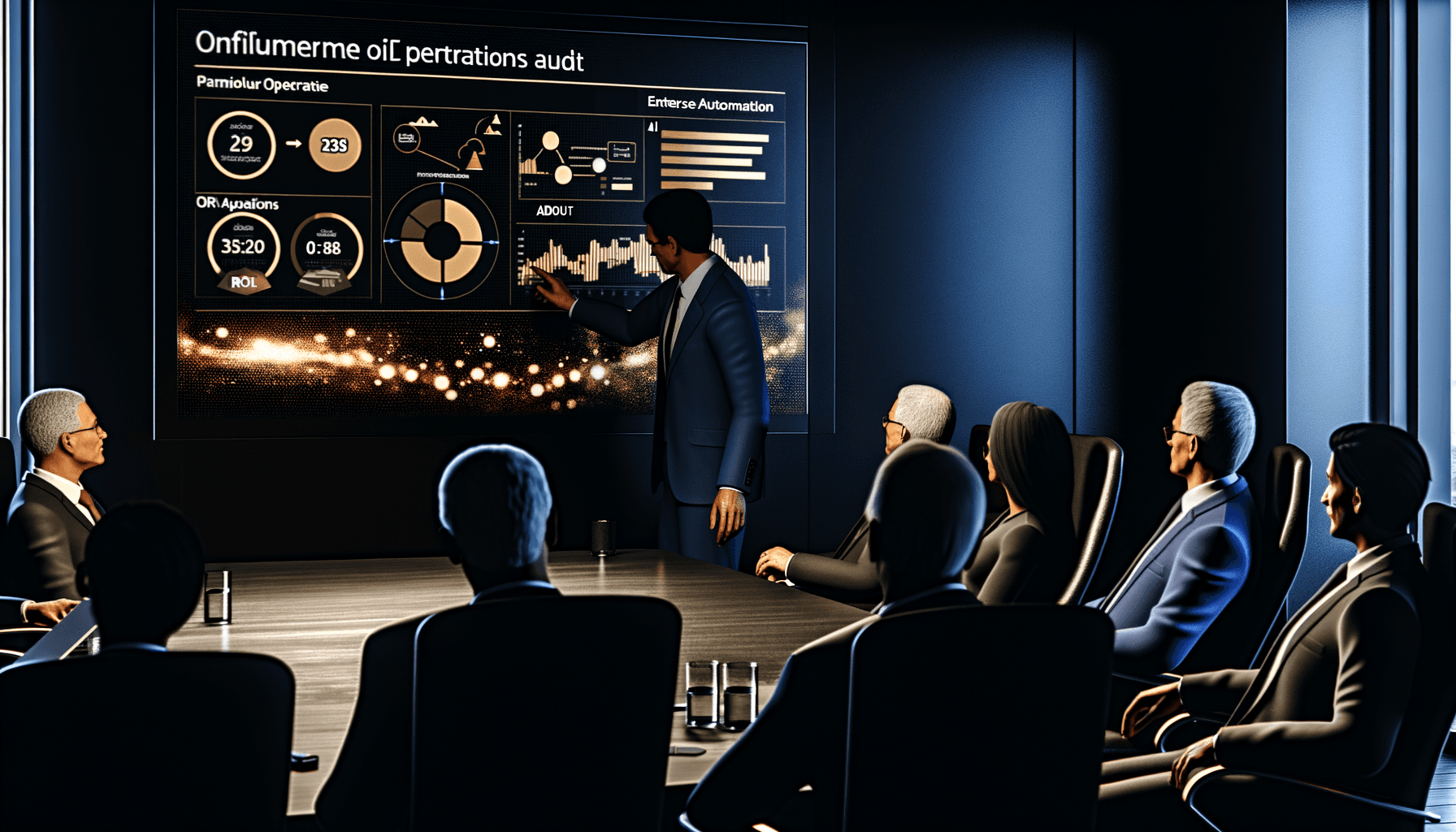 AI-trained professionals collaborating in a modern enterprise environment